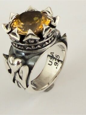King Baby Studio Sterling Crown Ring with Golden Citrine